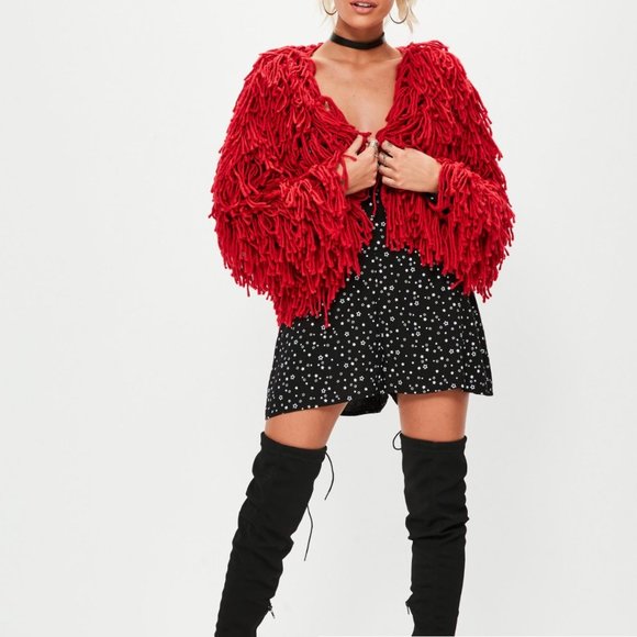 💥STUNNING💥 Bad Romance Shaggy Cardigan in Red - Picture 4 of 16